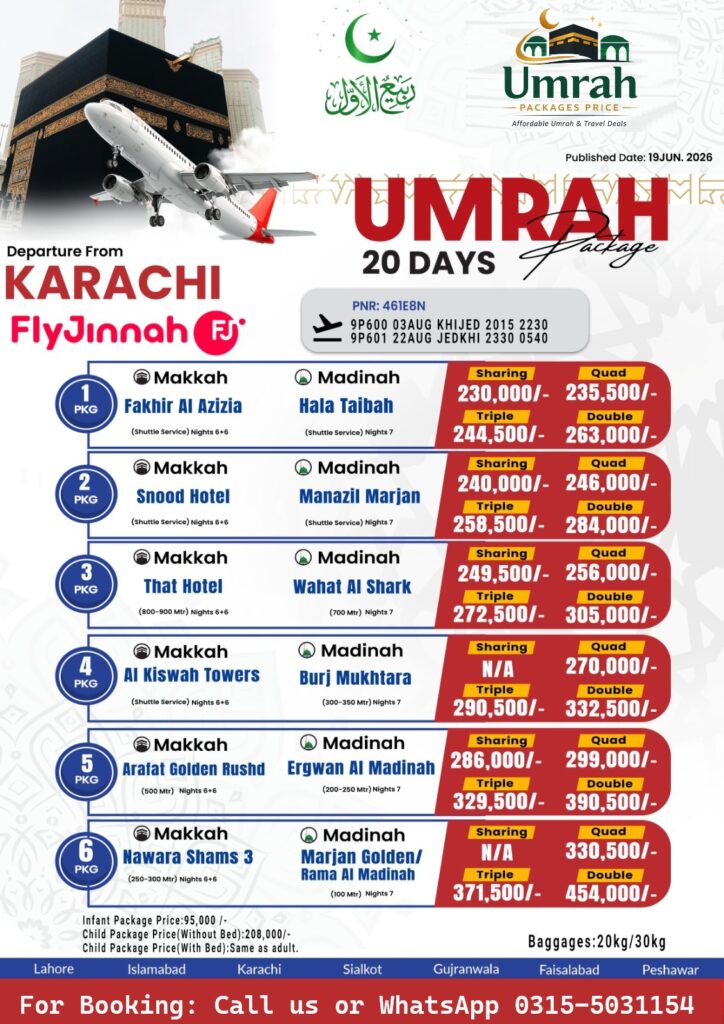 21 Days Umrah Packages from Karachi