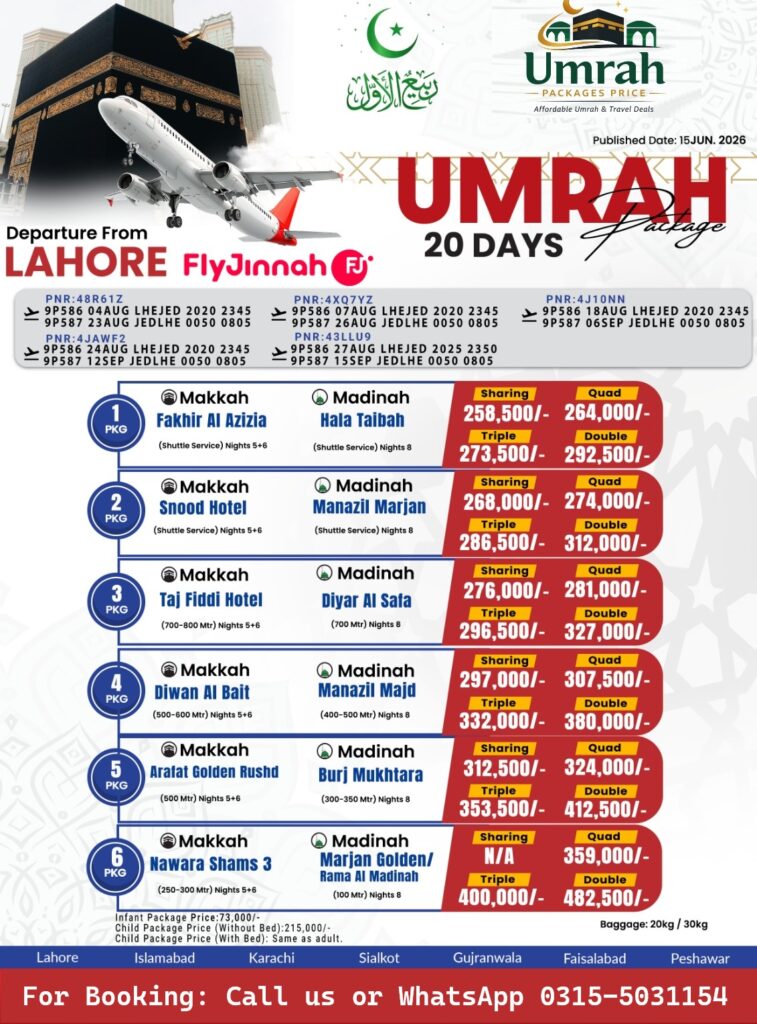 21 Days Umrah Packages from Lahore