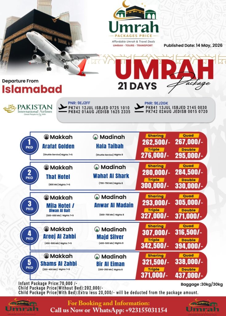 21 Days Umrah Packages from Islamabad