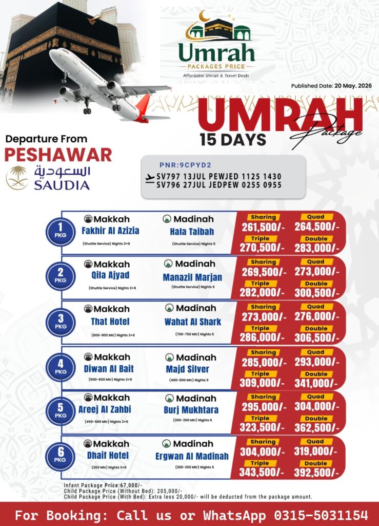 21 Days Umrah Packages from Peshawar