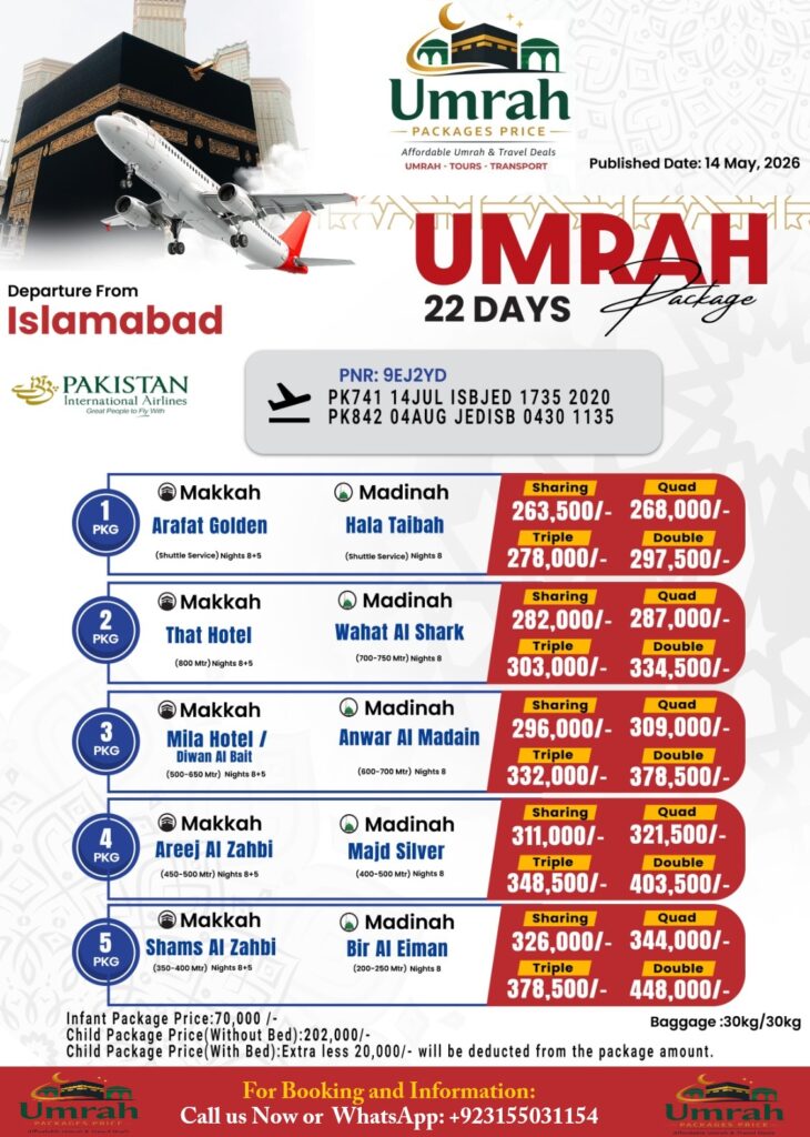 22 Days Umrah Packages from Islamabad