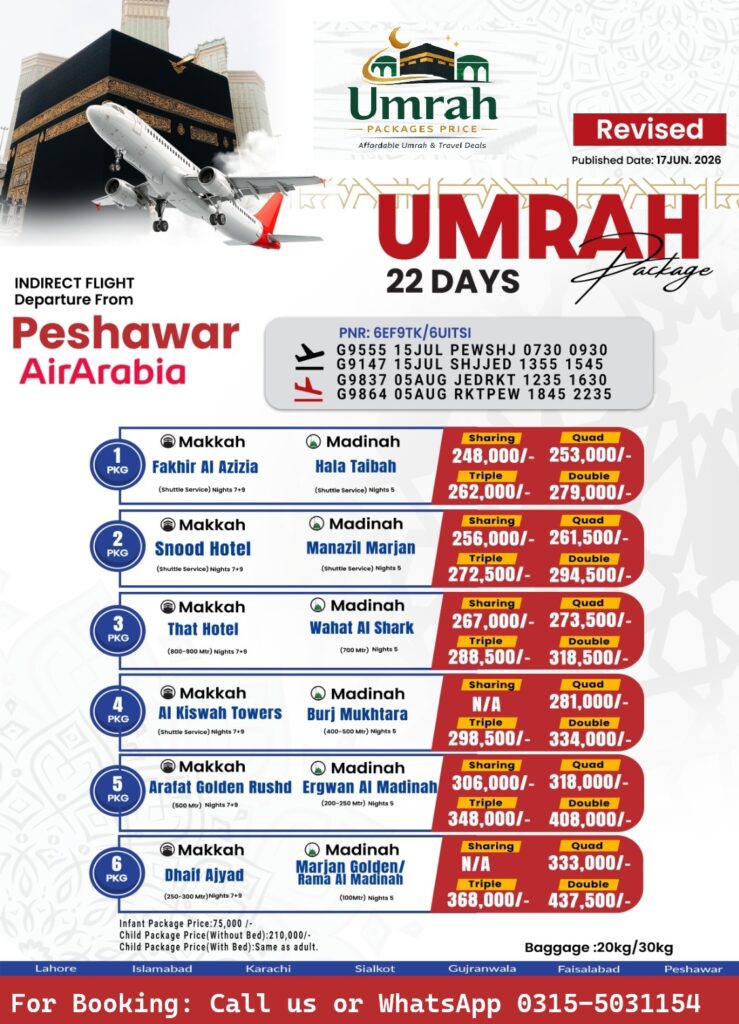21 Days Umrah Packages from Peshawar