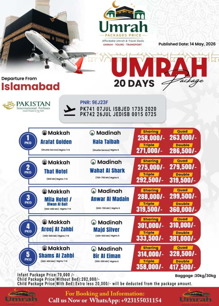20 Days Umrah Packages from Islamabad