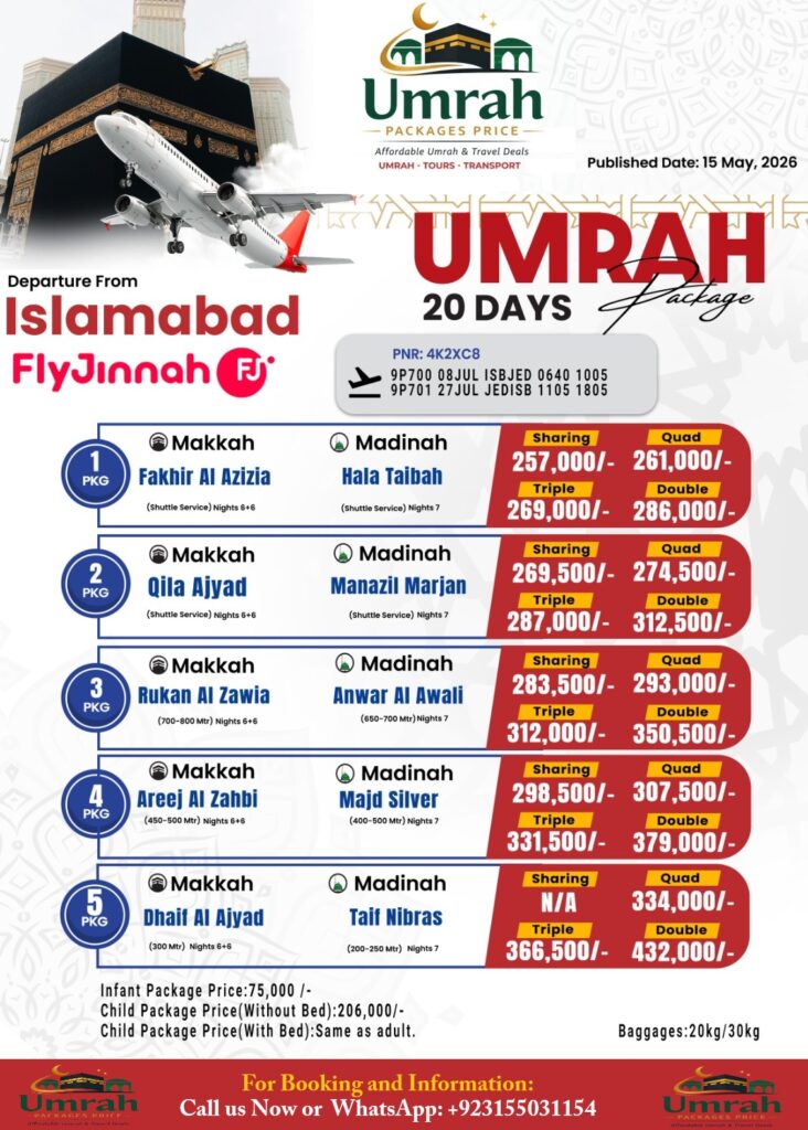 20 Days Umrah Packages from Islamabad