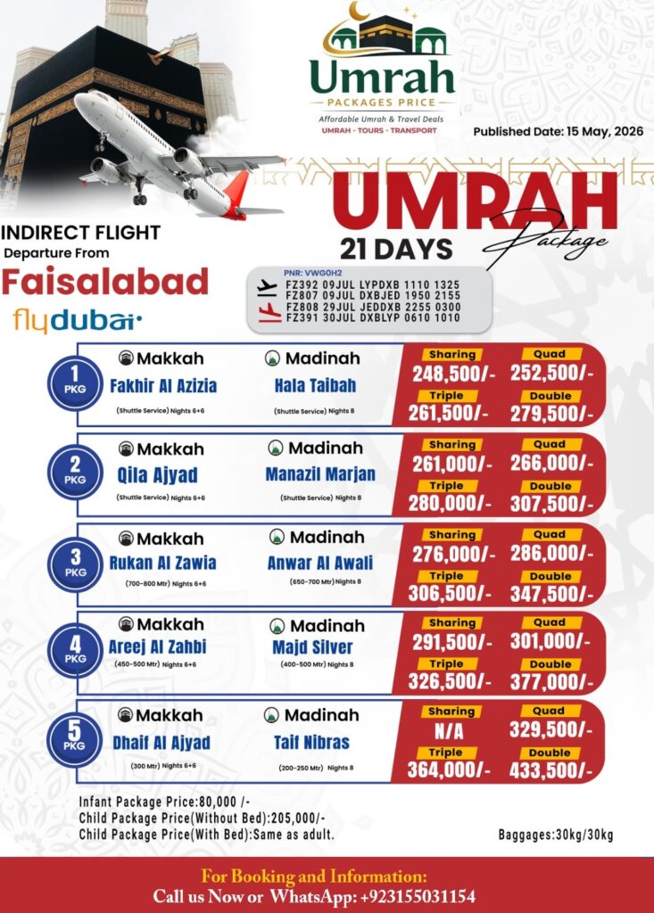 21 Days Umrah Packages from Faisalabad