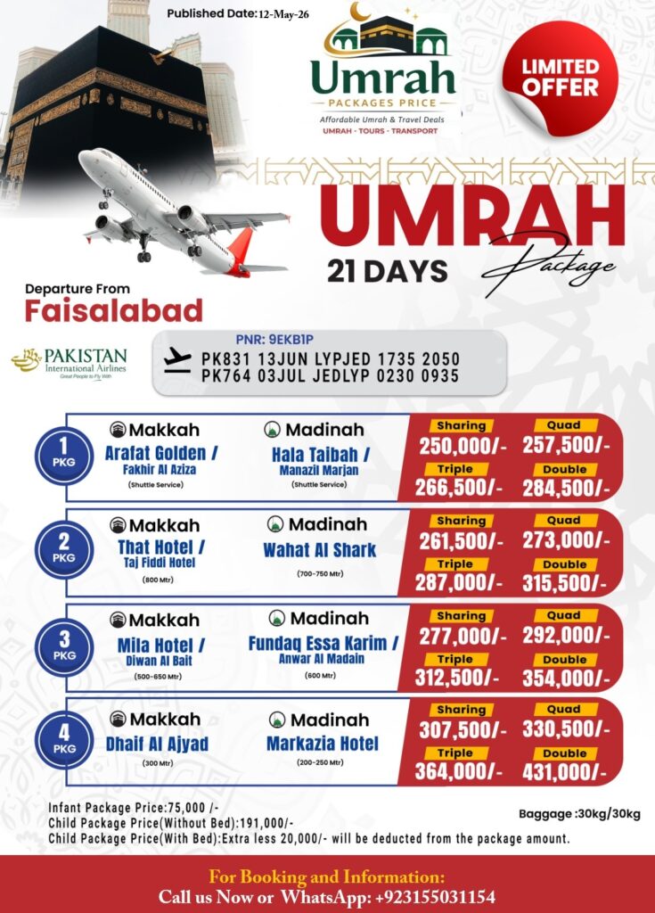 21 Days Umrah Packages from Faisalabad