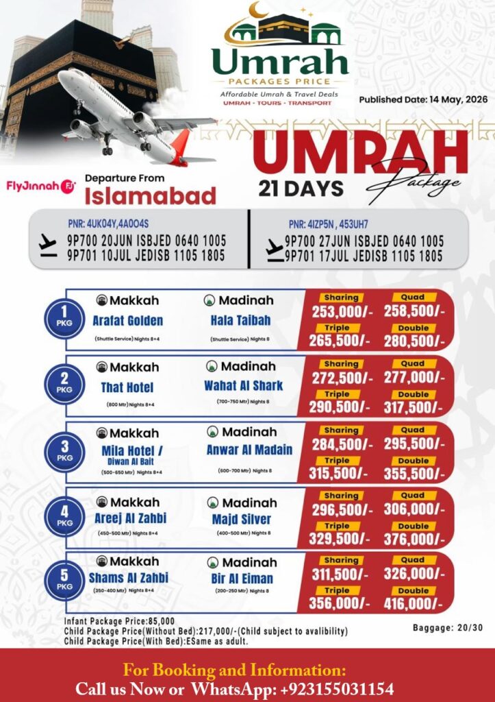 21 Days Umrah Packages from Islamabad