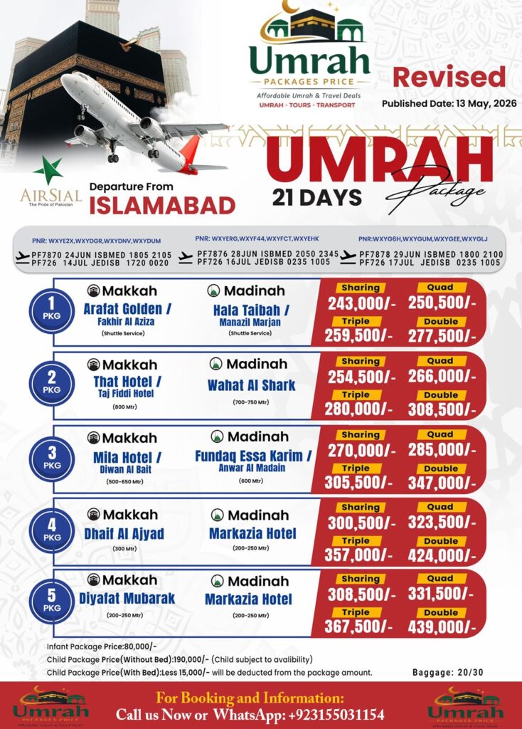 Latest Umrah Packages Price from Pakistan
