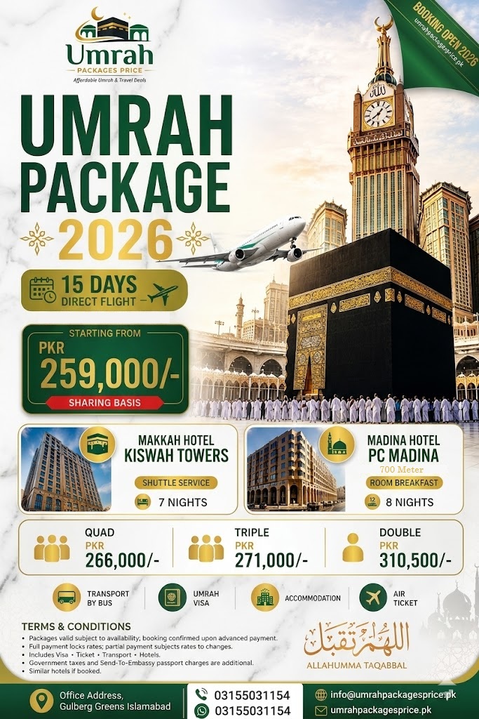 3 Star Umrah Packages Price from Pakistan